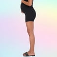 thumbnail image 3 of Savi Parker Women's Knit Denim Maternity Shorts Over Belly - 4" Inseam (S, Black Rinse), 3 of 5