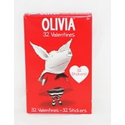 32 Olivia Valentine Day Sharing Cards for Kids with Stickers