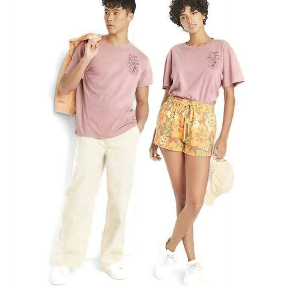 Adult Botanical Dyed Short Sleeve T-Shirt , Lilac Purple, Unisex Eco Friendly, Size Medium