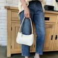 thumbnail image 3 of YFMHA Simple Elegant Women Unisex Small Shoulder Bag Pure Color Sling Handbags (White), 3 of 4