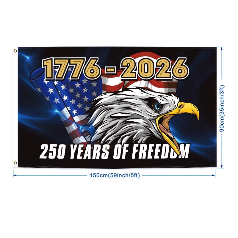 250th Flag,3x5 Ft Double Sided 3 Layers 250 Anniversary USA Flag,4th of July Decorations Independence Day Patriotic 250th Birthday Flag for Indoor Outdoor Decoration