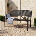 thumbnail image 4 of Resenkos 2-3 Person Patio Garden Bench for Backyard, Lawn, Deck, High Backrest Heavy Duty Metal Outdoor Bench, Black, 4 of 8