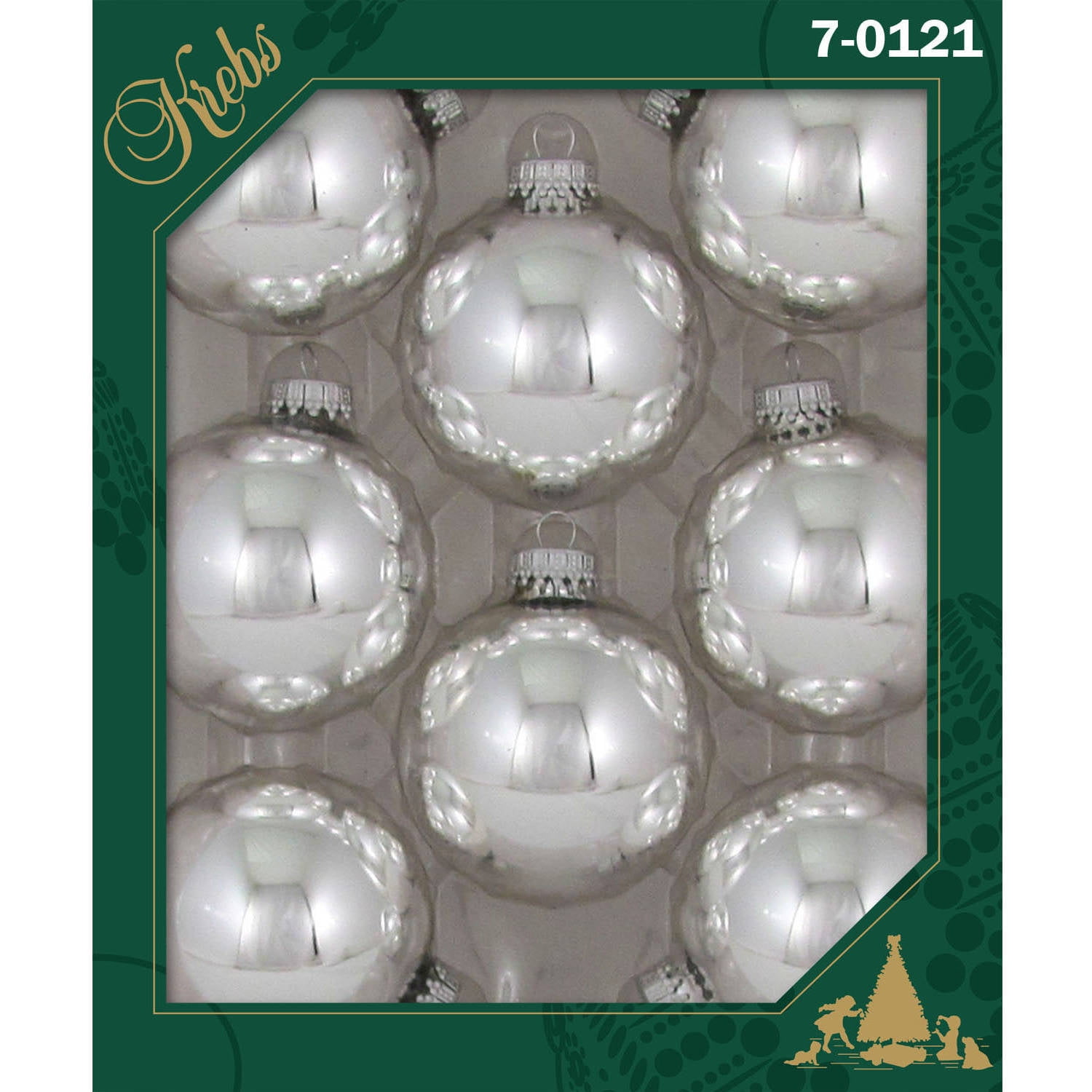 Christmas b Krebs Seamless Glass Christmas Ornaments Shiny Silver 2 5/8
