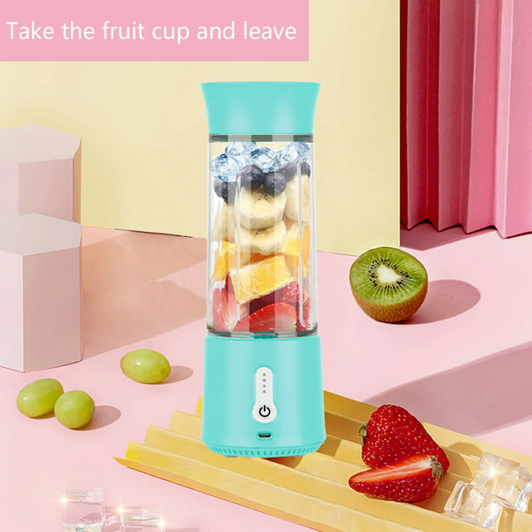 Bluethuy 500ml Electric Juicer Powerful Blender One-Button Start Large Capacity Small Juice Cup Mini Juicer USB Rechargeable Blender Home Supplies