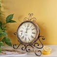 thumbnail image 4 of French Palace Retro Style Bronze Metal Silent Table Clock, "Paris Hotel" Themed Vintage Dial,light Luxury Styles Desk Clock, for Bedroom Living, Room, Indoor, Study... Home Decoration.Auok-mall, 4 of 8