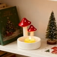 thumbnail image 4 of hulanddfd Christmas Mushrooms Candle Holders, 3.27"x3.31" Cute Mushrooms Shaped Ceramic Candlestick Mantel Table Centerpiece Decor Christmas Holiday Display Gift for Family, 4 of 6