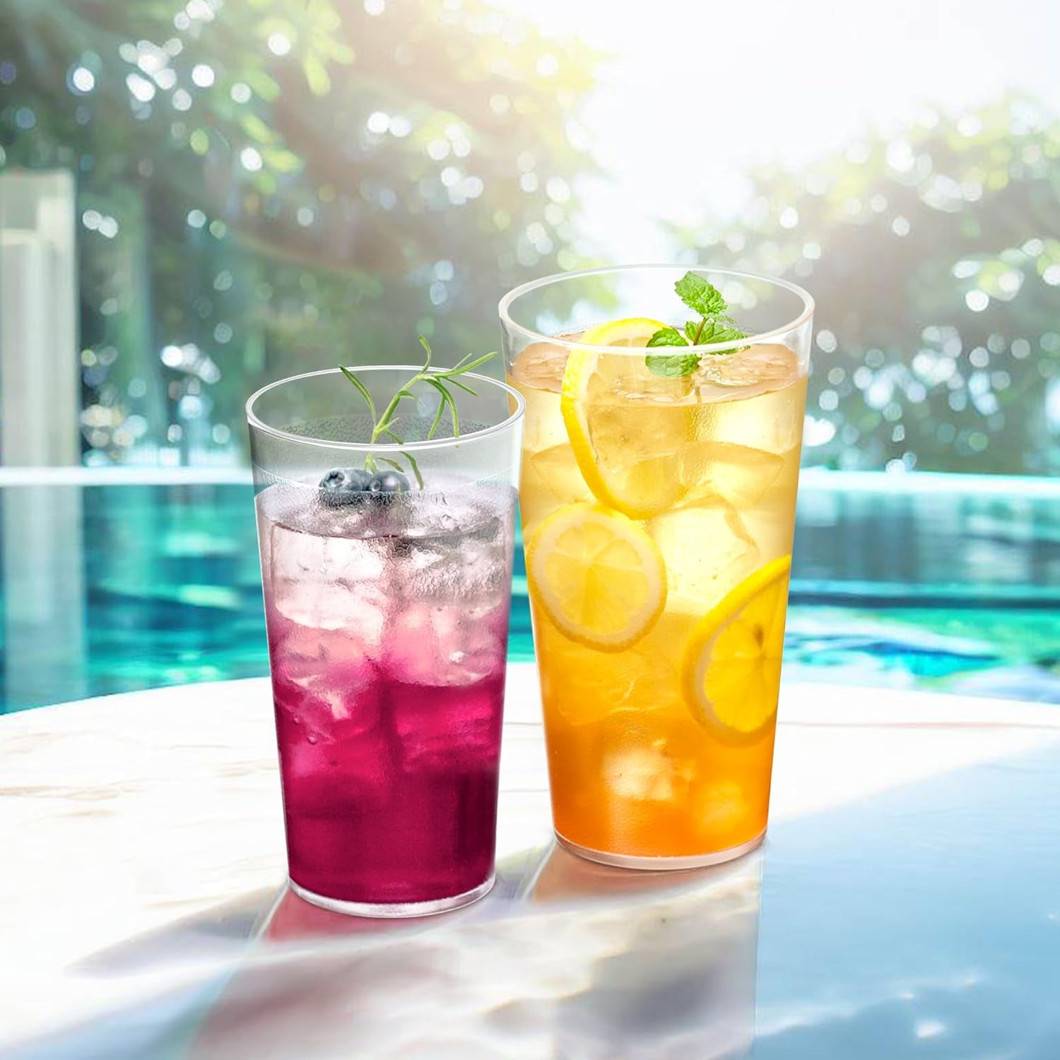 12Pcs Plastic Cups Reusable, Plastic Reusable Tumblers,Stackable and Shatterproof Drink Tumblers, Tumblers Set for Kitchen Outdoor Parties Picnics Travels (Transparent，480ml/16oz )
