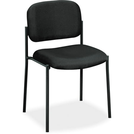 Leather Office Guest Chair - basyx VL606 Series Stacking Armless Guest Reception Waiting Room Chair, Black Fabric