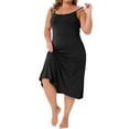 thumbnail image 4 of Agnes Orinda Women's Plus Size Nightgown Spaghetti Strap Slip Cami Lounge Full Dress 1X Black, 4 of 5