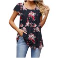 thumbnail image 1 of Camisetas con estampado de cuello redondo para mujer Elegantes camisetas informales de primavera y verano con cuello en V y manga Ruck Blusa Tops Camisa de manga corta OAVQHLG3B Store  lin121212, 1 of 5