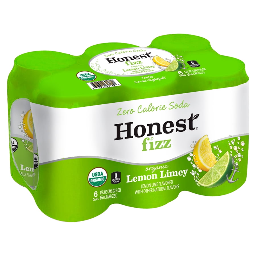 Honest Fizz Organic Zero Calorie Lemon Limey Soda, 12 Fl. Oz., 6 Count