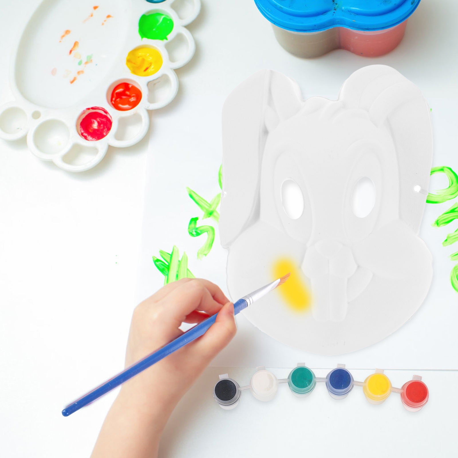 BESTYASH 6Pcs Blank White Mask Bunny Mask Unpainted Paper Pulp for Artists and Craft Enthusiasts