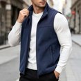thumbnail image 4 of Riecok Fleece Vest for Men with Pockets Sleeveless Stand Collar Zip up Jackets Thermal Solid Warm Casual Outerwear Dark Blue L, 4 of 8