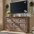 thumbnail image 6 of wow97e Farmhouse 8 Drawers Dresser for Bedroom, 61" Wide Wooden Chest of Drawers w/Roman Column, Storage Dressers for Bedroom, Living Room, Light Brown, 6 of 7