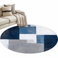 thumbnail image 2 of Blue Grey Round Living Room Rugs 3.3 ft, Abstract Graffiti Washable Area Rug with Non-Slip Sturdy Edge Binding Round Front Door Mat Floor Carpet for Entryway, 2 of 9