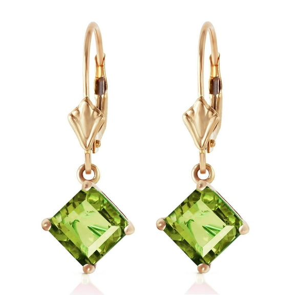 Galaxy Gold GG 14K Yellow Gold Natural Peridot Dangle Earrings - August Birthstone - Abundance & Joy - Fine Jewelry for Women