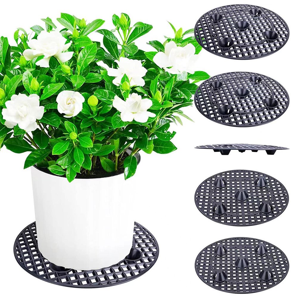 Lot De 8 Supports Pour Pots De Fleurs – Élévateurs Ronds 30 Cm – Noir Mat, Intérieur & Extérieur, Drainage Parfait