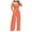 Orange, variant on Women Solid Ruffle Lace Sleeveless Lace-Up Jumpsuit - Medium Length Straight Trousers, Polyester Spandex, Suitable for Party/Vacation, Heels/Sneakers