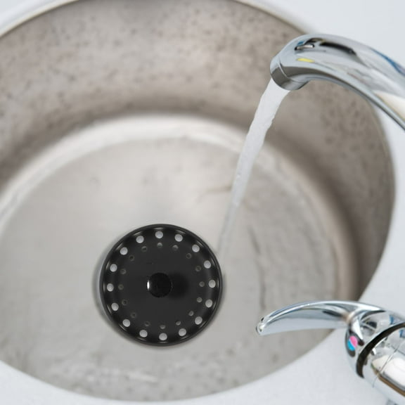 PTOOTP Black Stainless Steel Kitchen Sink Drain Filter Cover and Stopper Set 3 Pieces Rust-Resistant