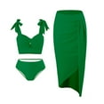 thumbnail image 2 of WREESH Matching Family Swimsuits for Women Bikini Sets Beach Cover Ups Swimwear and Parent-Child Clothing Swimsuit Set Adult Swimsuit 3-Piece Set Green, 2 of 7