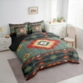 thumbnail image 4 of Manfei Green Square Aztec 7-Piece Twin Bedding Sets for Adult, Tribal Western Bohemian Bedding Comforter Set, Mandala Hippie Style Reversible Sheet Sets, Luxury Bedroom Decor, 4 of 8