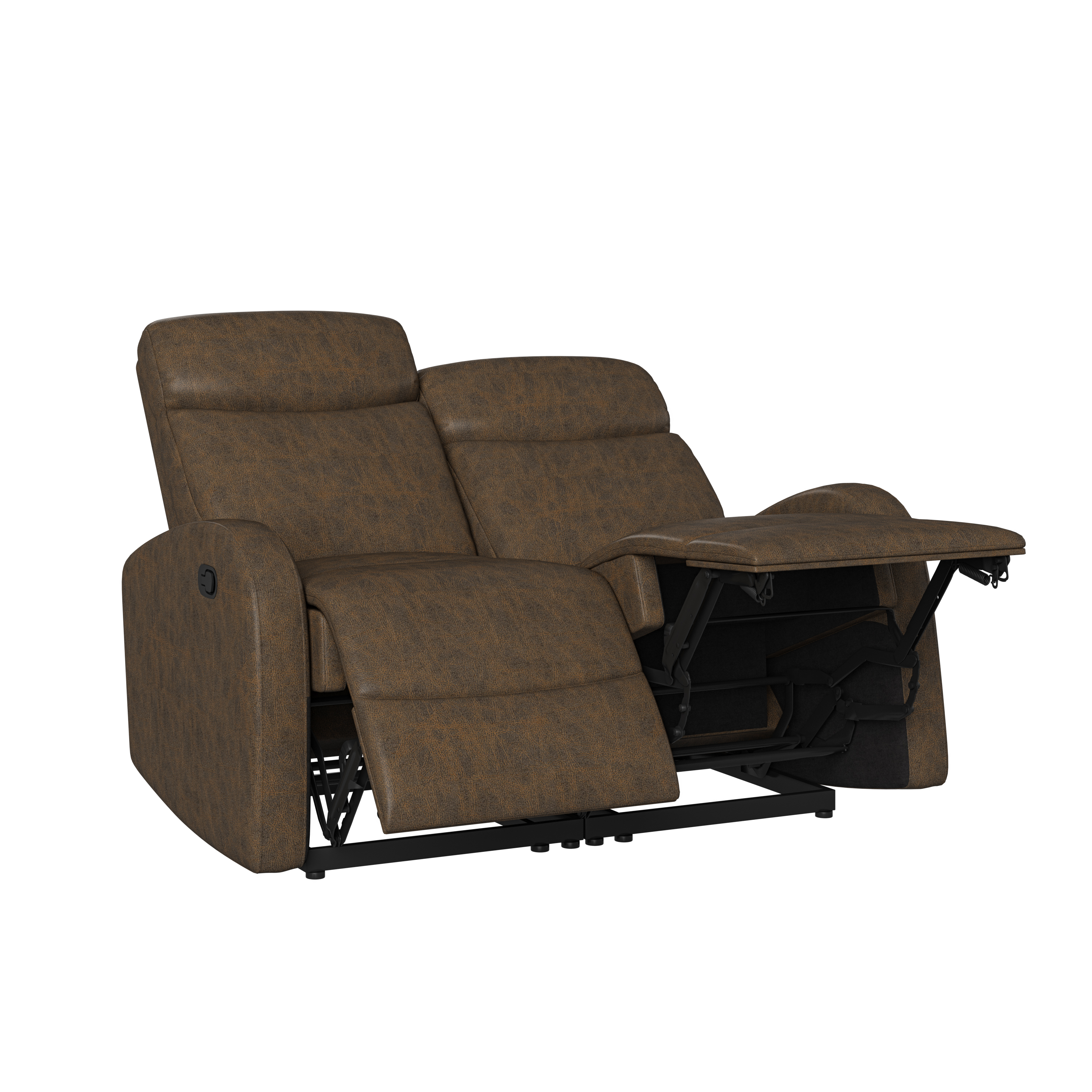 ProLounger Modular Recliner Loveseat in Distressed Faux Leather, Saddle Brown