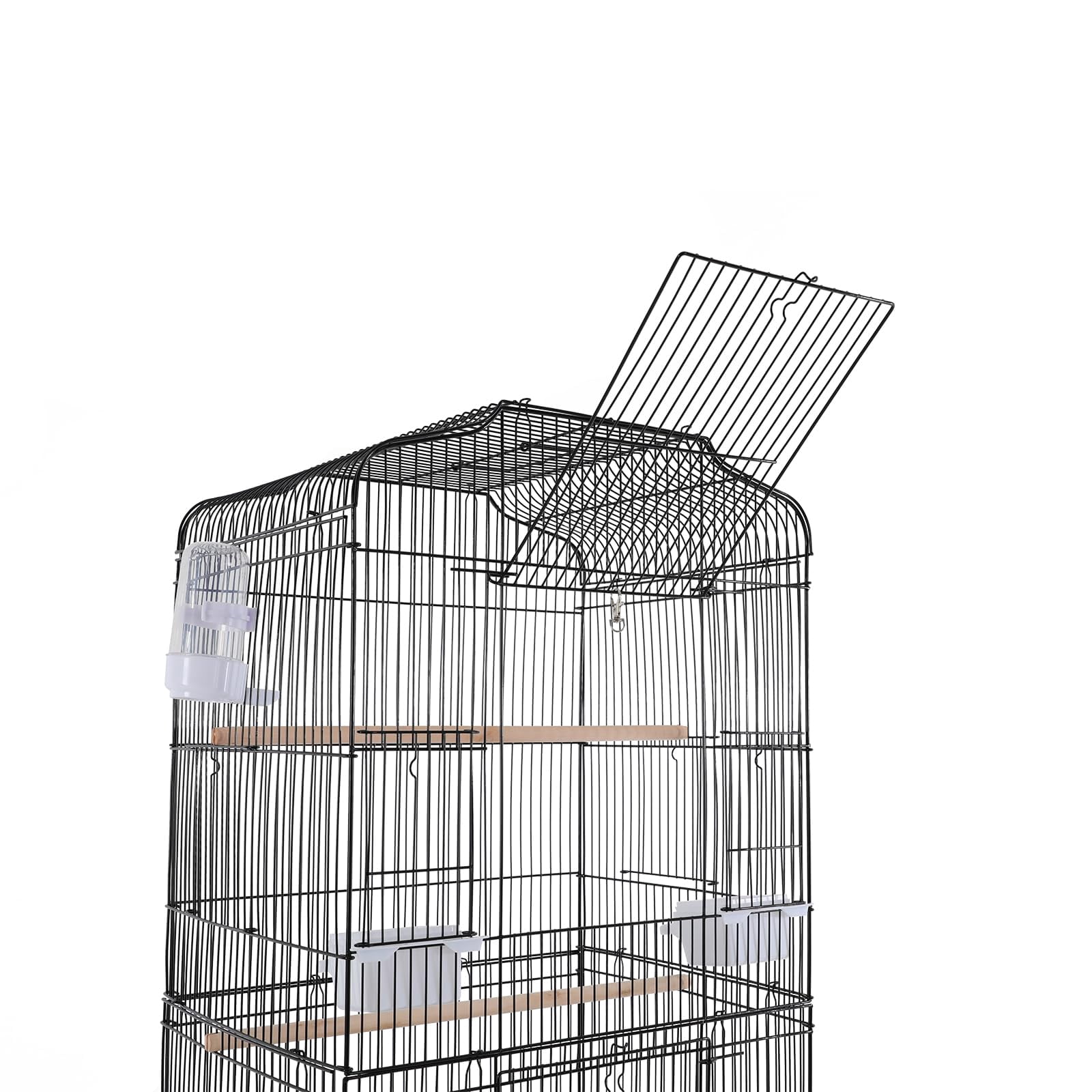 Extra Large Bird Cage, 54 Inch Wrought Iron Bird Cage Open Top Parakeet Cage w/Slide-Out Tray for Parrot, Cockatiel, Budgie, Parakeets, Lovebird, Small Medium Birds 18 * 14.6 * 54In(Black)