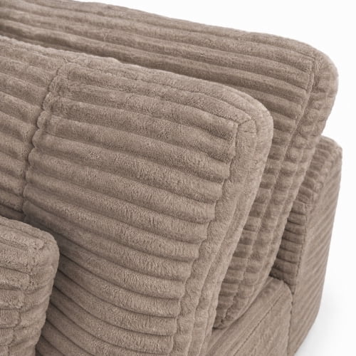 105" Modular Cloud Sofa Set with Ottoman, DIY Sectional, Pure Foam, Faux Rabbit Fur Velvet Couch, Khaki