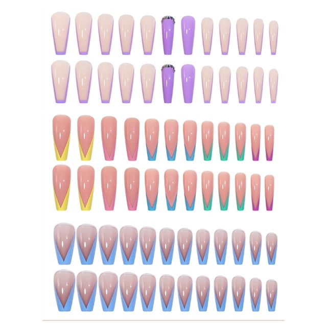 Uñas postizas, uñas postizas a presión, cobertura total, uñas tipo ataúd para mujeres y niñas (3 cajas, 24 piezas cada una) 1095