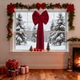 thumbnail image 2 of Red Flocked Fabric Christmas Hanging Bow Decoration For Tree Arch Wall Window Use 40 cm x 280 cm, 2 of 6