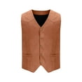 thumbnail image 6 of Iugvhana Mens V Neck Suit Vest Retro 5 Buttons Suede Leather Regular Fit Casual Waistcoat for Prom,Husband Gift,Daily Wear Orange L, 6 of 7