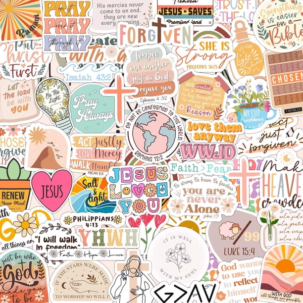 Stickers con versículos bíblicos cristianos Puraesla, 123 piezas, impermeables
