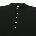thumbnail image 4 of JUUYY Stand Collar Shirts for Men - Half Button-Up Pullover Tees, Slim Fit Solid Short Sleeve Tops for Casual Wear Black XL, 4 of 6