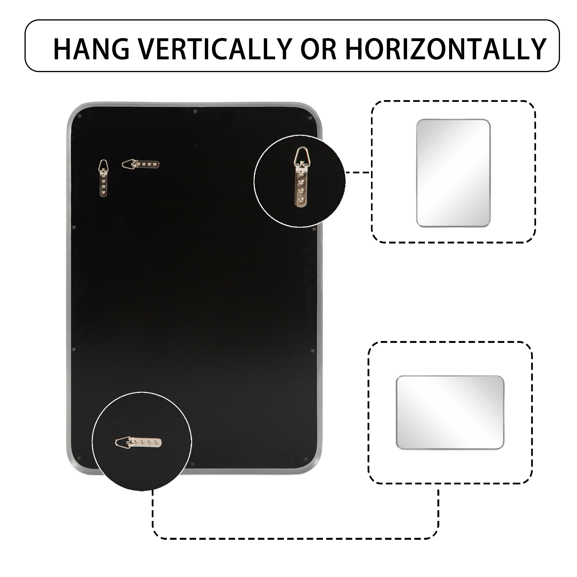 MAYEERTY 50"×32" Silver Electroplated Aluminum Rectangular Mirror Rounded Corners, Deep Mirror for Bathroom or Bedroom