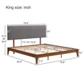 thumbnail image 4 of King Size Solid Dry Bamboo Wood 12 Inch Platform Bed, with Gray Curved Upholstered Adjustable Headboard, Easy Assembly, 4 of 8
