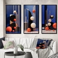 thumbnail image 1 of Designart "Minimalist Tribute to Calder II" Modern Geometric Framed Wall Art Set Of 3 - Blue Abstract Frame Gallery Set For Office Decor, 1 of 6