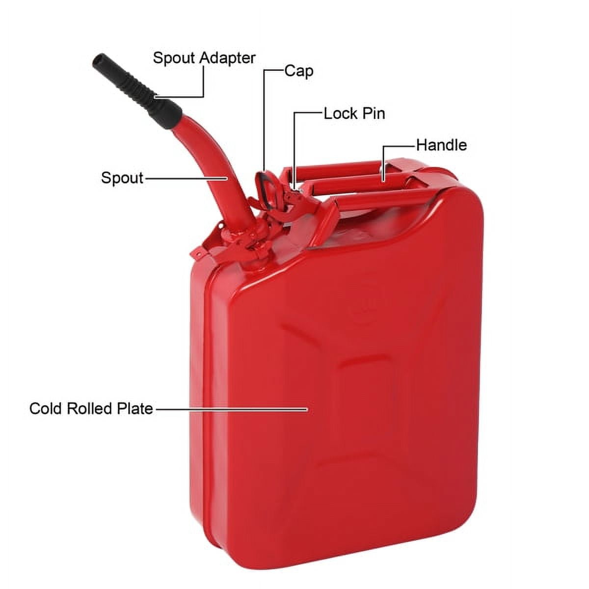20L Portable Fuel Storage Can with Spout, Heavy Duty Metal Container for Petrol, Diesel, Gasoline – Leak-Proof, with Locking Lid & Carry Handle for Garage, Farm, Industrial Use