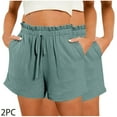 thumbnail image 1 of LOVZFMLL Short Décontracté pour Femmes, Taille Élastique avec Poches, Mode, Vert Menthe G, 1 of 5