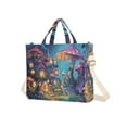 thumbnail image 2 of Forest Mushrooms Houses Corduroy Tote Bag Handbag Large Messenger Bag Shoulder Crossbody Zipper Bag Purse, 2 of 8