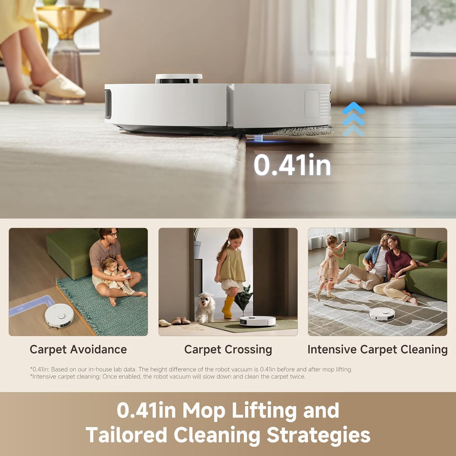 DREAME Robot Vacuum and Mop, 25000Pa Suction, Pet Hair Anti-Tangle, 100 Days Auto-Empty, Self Mop Cleaning & Drying, Mop Extend for Edge Cleaning, Smart Obstacle Avoidance, Voice & App Control,White