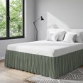 thumbnail image 6 of Forest Green White Stripes Bed Skirt Queen Size 18 Inch Drop, Modern Green Verticals Lines Adjustable Elastic Dust Ruffles Bedskirt for Queen Bed Wrap Around Pleated Mattress Frame Cover, 6 of 9