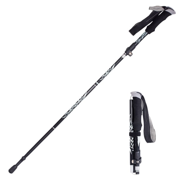 Toystoory Bastón plegable para caminar al aire libre, senderismo, senderismo, bastón telescópico, bastón antideslizante de 5 secciones, fácil de poner Escalada Negro Toystoory OD001131-01