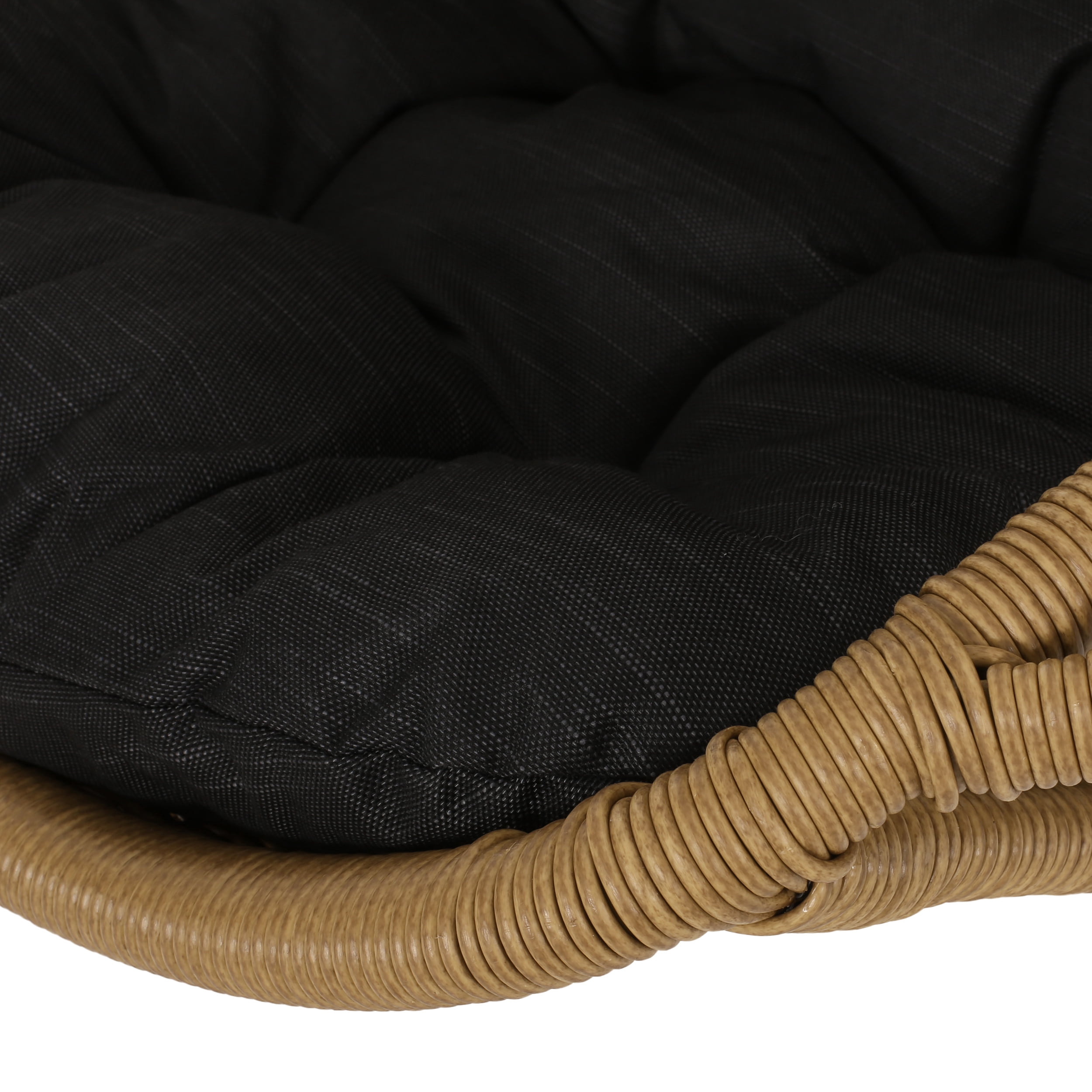 Azlee Wicker Hanging Chair with Dark Gray Cushion, Light Brown (NO STAND)