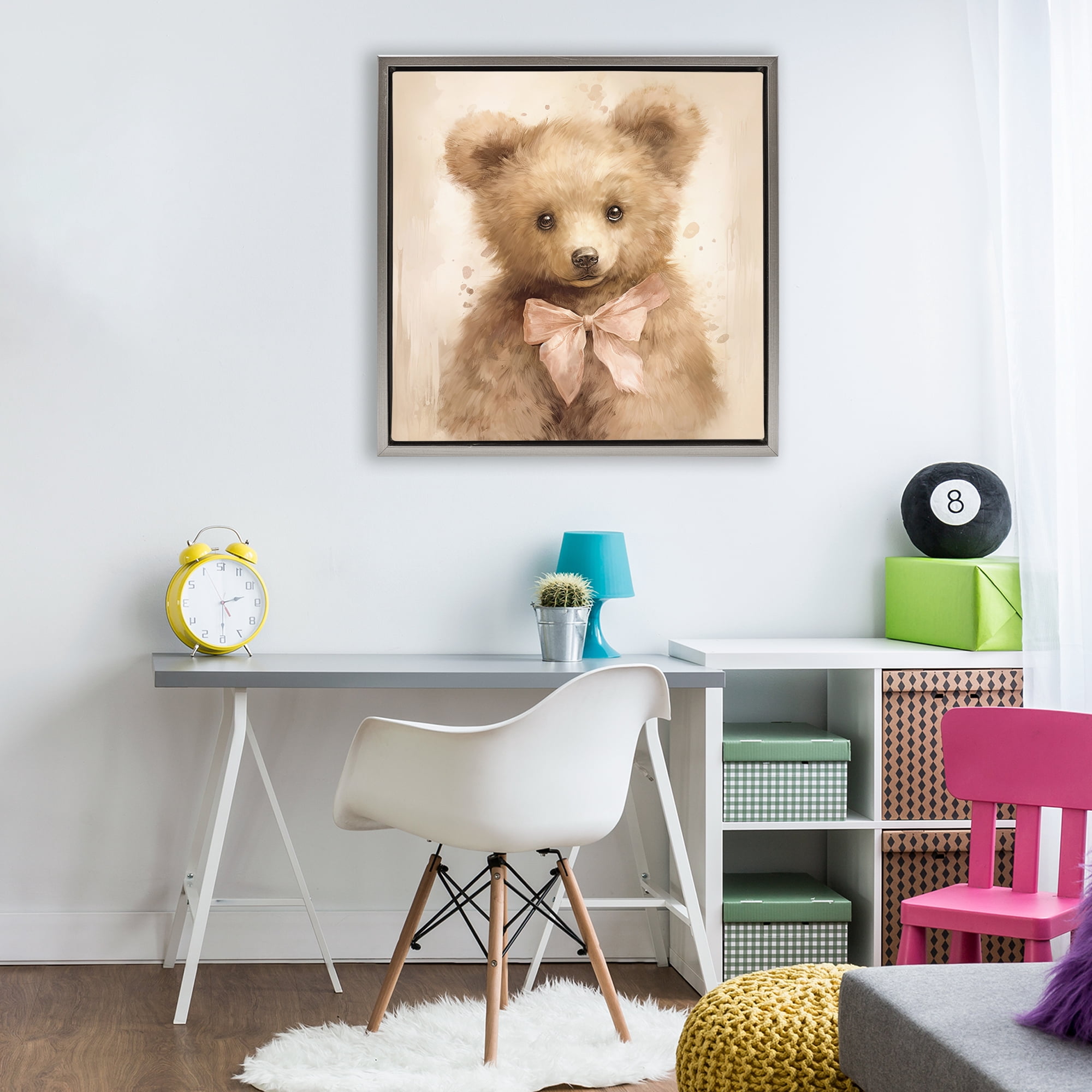 Stupell Industries Little Baby Bear Gray Framed Floater Canvas Wall Art, design by Tina LeCour