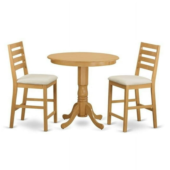 Counter Height Dining Pub Table & 2 Chairs, Oak