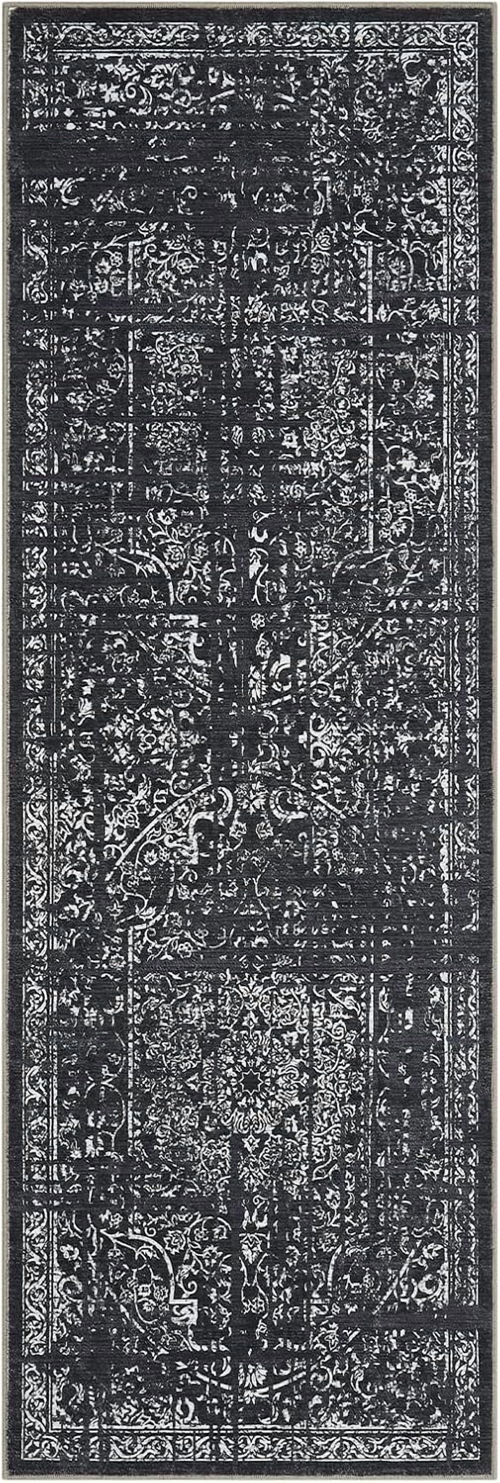 Hallway Runner Rug 2x6 - Black Kitchen Rugs Non Slip Washable Soft Touch Carpet Runner Rug Stylish Rug Runner Home Kitchen