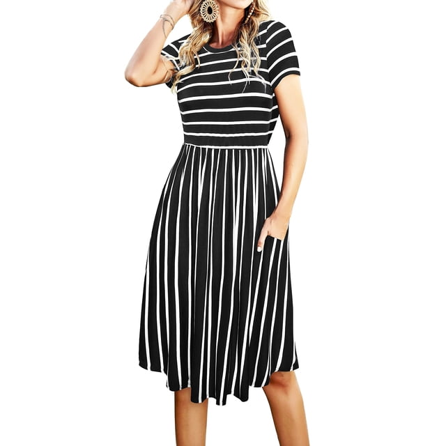Vestido tipo camiseta Simier Fariry a rayas negro para mujer