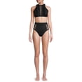thumbnail image 2 of Time and Tru Women's Forever Yours Solid Highneck Swimsuit Bikini Top, 2 of 5