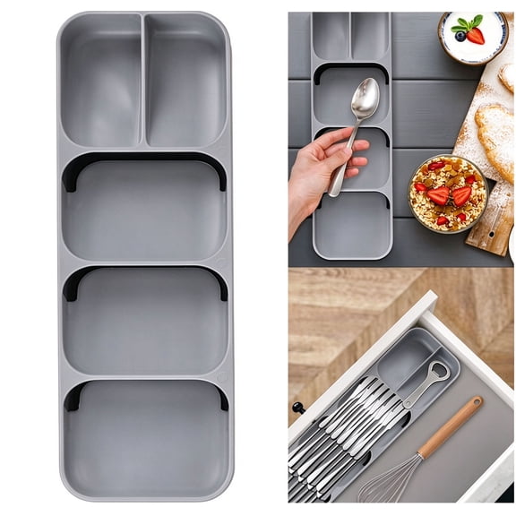 Silverware Organizer for Drawer - Utensil Drawer Organizer Compact Utensil Organizer Silverware Tray Cutlery Organizer Spoon Drawer Kitchen for Kitchen, Office, Bathroom, Living room