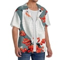 thumbnail image 2 of Fotbe Cockatoo Red Berries Camisa Estampada de Manga Corta para Hombre, Casual de Verano, Estilo Playero, Sin Arrugas-Small, 2 of 5